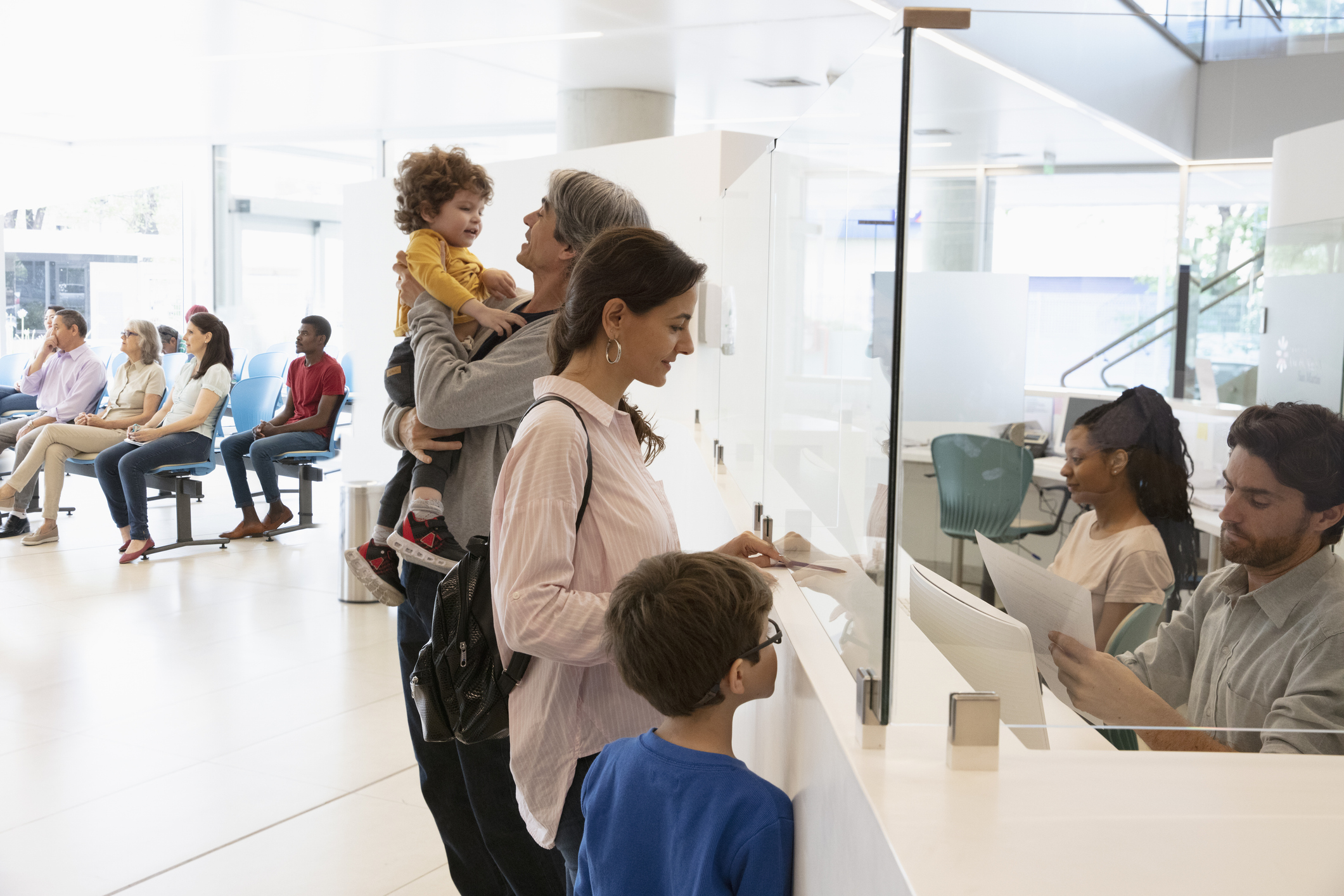 Family checking into hospital