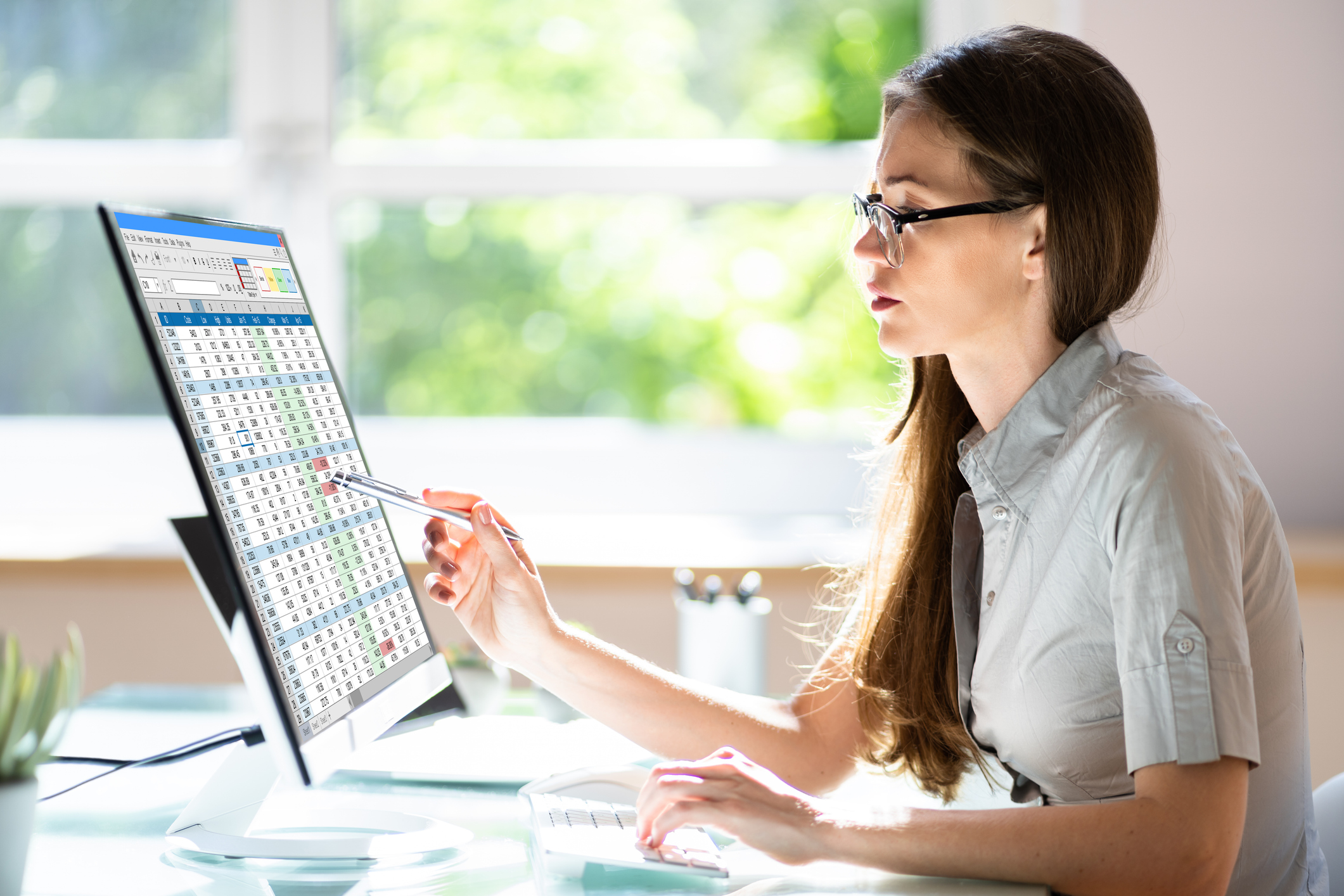 A woman working on a computer